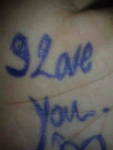 I love you on my hand